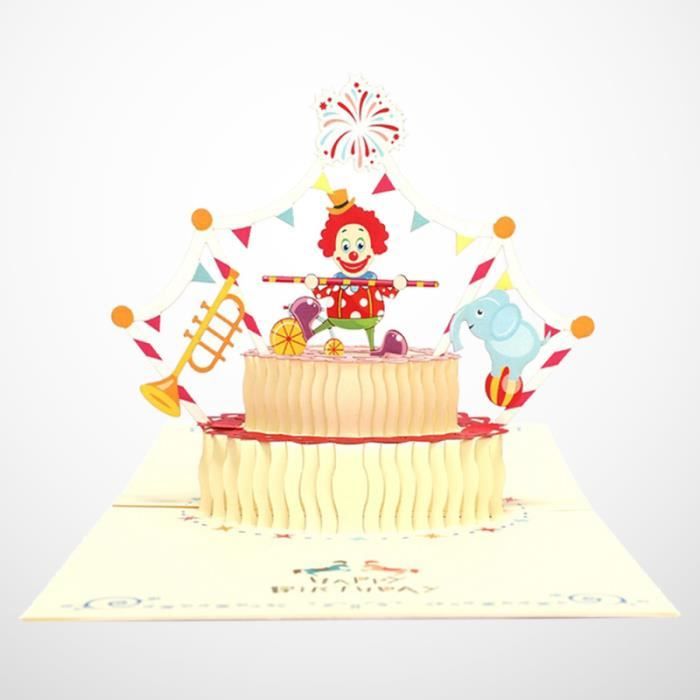Clown Gateau Carte De Voeux Drole Colore Up Cartes 3d Stereoscopique Cadeau Creative Wishes Cdiscount Beaux Arts Et Loisirs Creatifs