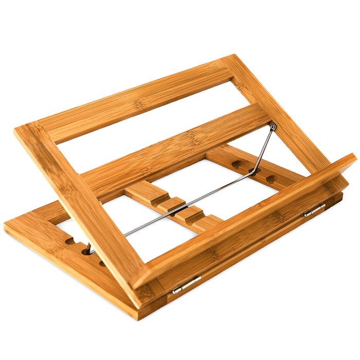 Lutrin De Cuisine En Bambou Relaxdays - Support Livre Recettes Inclinable 3 Positions