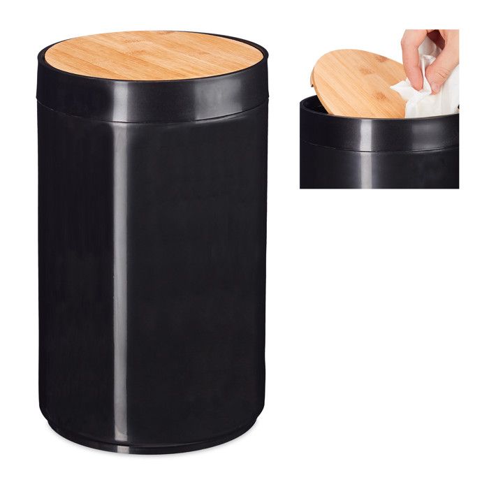 Relaxdays poubelle salle de bain, couvercle oscillant en babou, oderne, plastique, 5,5 L, H x