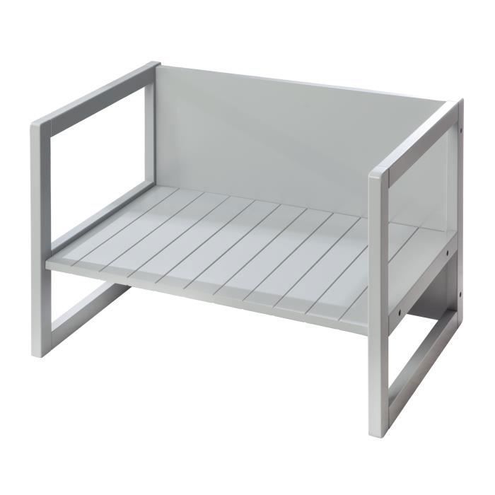 ROBA Banquette Enfant Réglable à 2 Hauteurs dAssise - Convertible en Table - Style Campagne - Gris