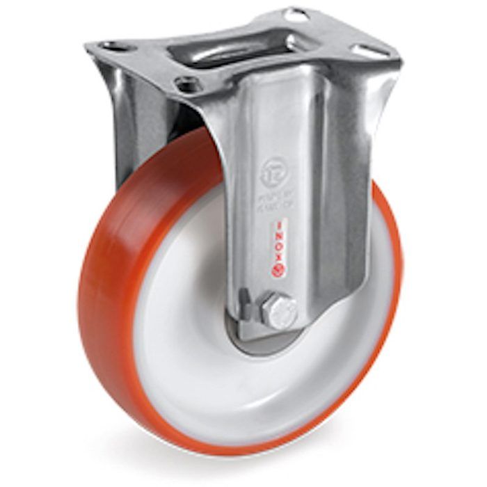 Roulette Fixe Polyuréthane Rouge - Diamètre 100mm, Charge 150kg, Neuf - HTR Ref. 3307PUB100