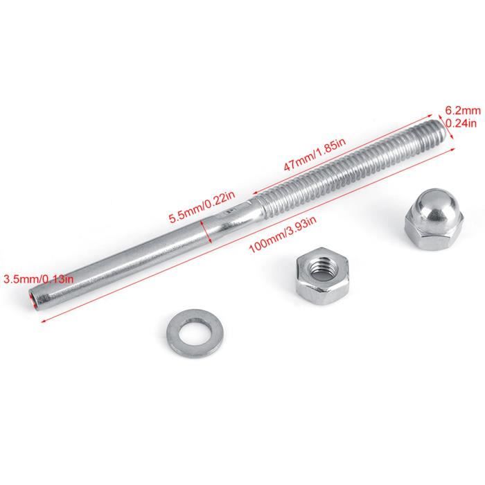 20 Tendeurs Filetés En Acier Inoxydable Pour Câble 1/8" - Pour Poteaux En Bois, Fixation Solide