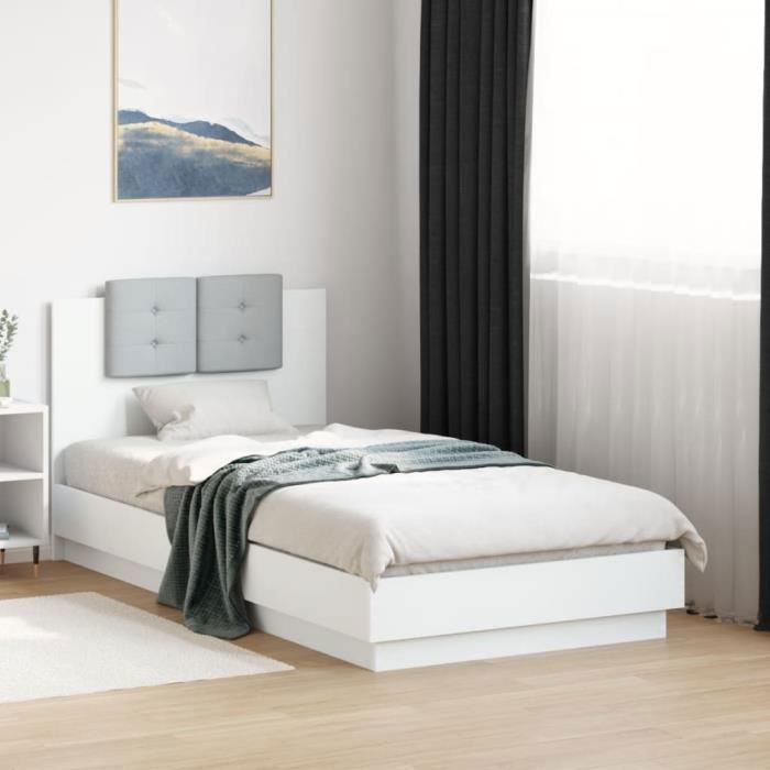Cadre de lit - SALUTUYA - QPI09082 - 90x190 cm - Bois dingénierie - LED RVB
