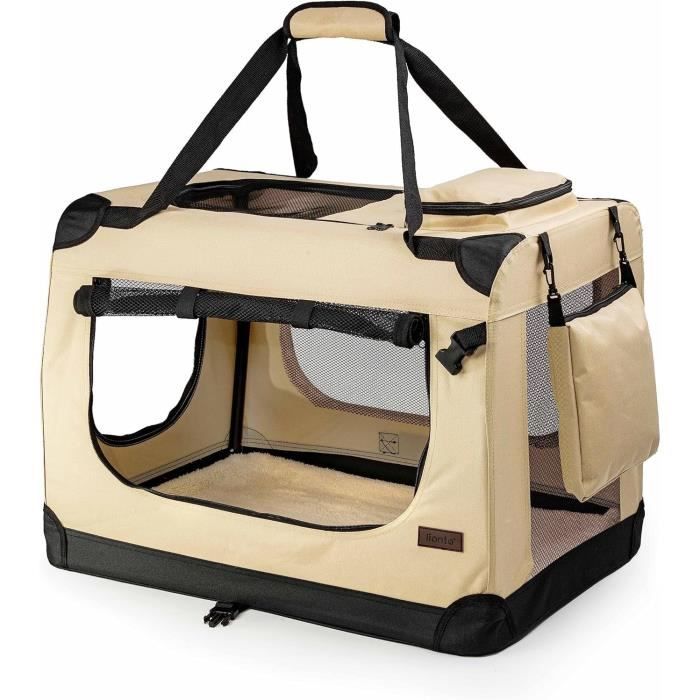 PetProved Caisse De Transport Pliable Pour Chien - Idéale Pour Petits Chiens Jusqu'à 7 Kg, Ultra Confortable Et Sécurisée Avec Entrées Double