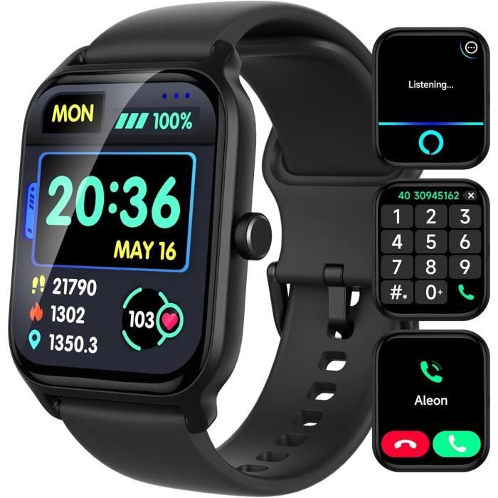 Montre Connectée Femme [Alexa Intégrée-Appel Bluetooth], 1.8 Smartwatch Moniteur De Sommeil-Spo2-Fréquence Cardiaque Montre - Téléphonie