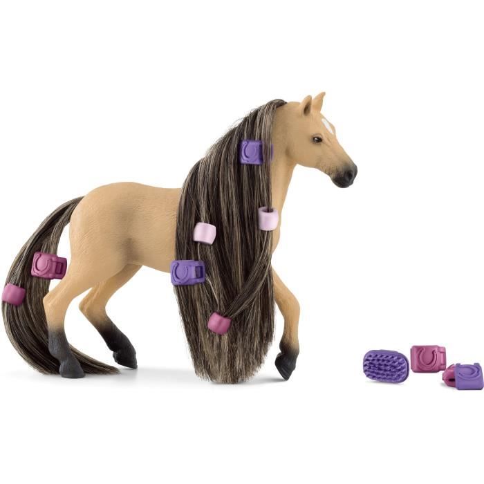 figurine schleich de jument andalouse à coiffer - coffret avec figurine cheval et accessoires - pour enfants à partir de 5 ans -