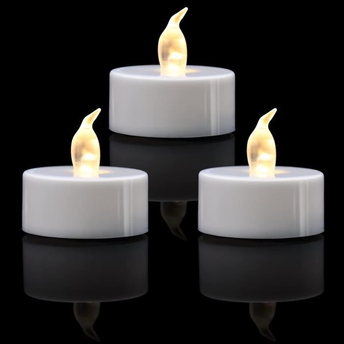 Lot de 12-24-50-100-200 bougies chauffe-plat LED sans flamme