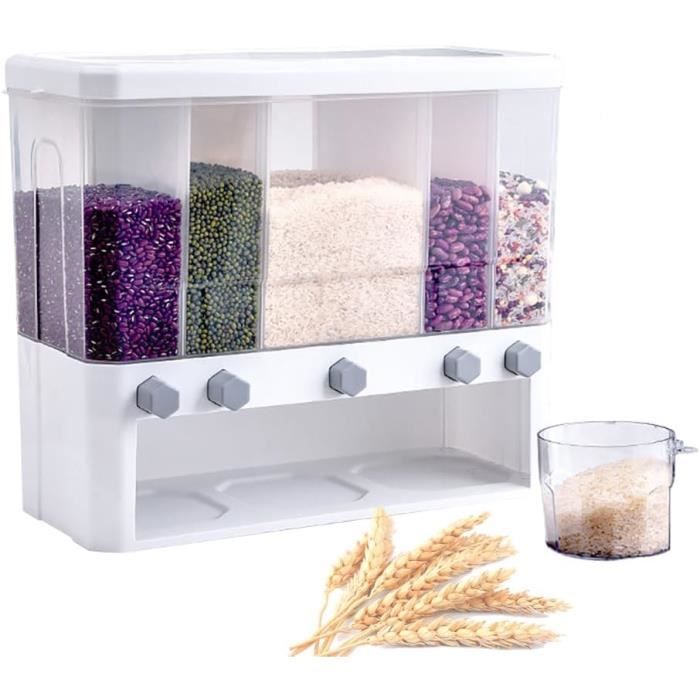 Lot De 1 Grande Boîte De Rangement Hermétique Pour Aliments Secs Avec Bec Verseur Pour Riz, Noix, Haricots, Aliments Pour Animaux Domestiques, Collations, Bonbons (blanc-B