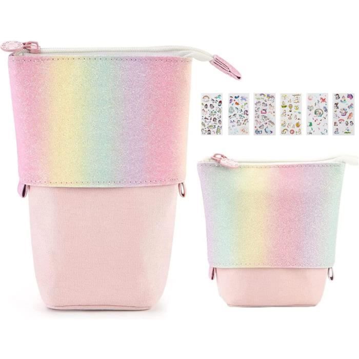Trousse Scolaire Rose 4 Compartiments - Avec 2 Blocs Notes - Grande Capacité 22x13 Cm - 3