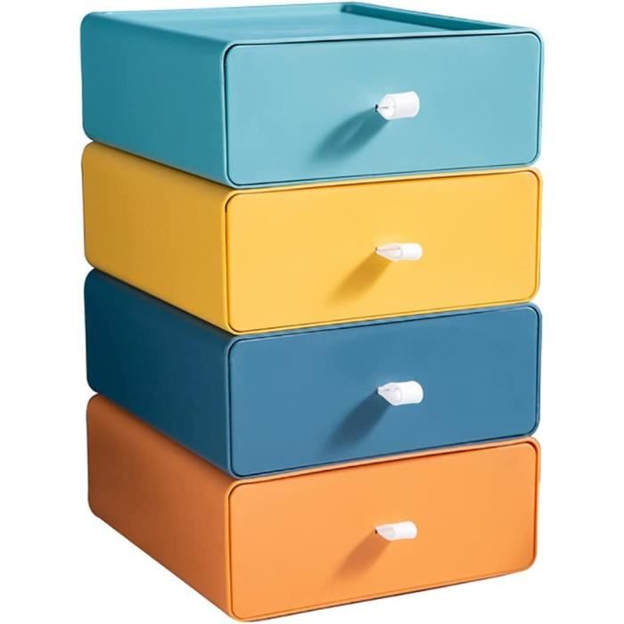Boîtes à Tiroirs Empilables TIE-DailyNec X2 - Organisateur Bureau/Maquillage 20x19x8cm - Bleu Clair