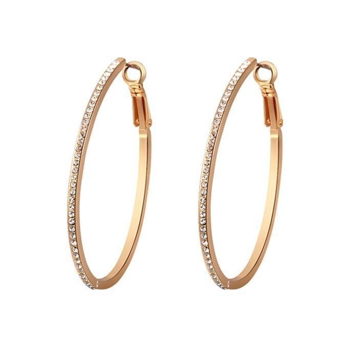Boucles d'Oreilles Créoles en Deux Tons d'Or et Diamants