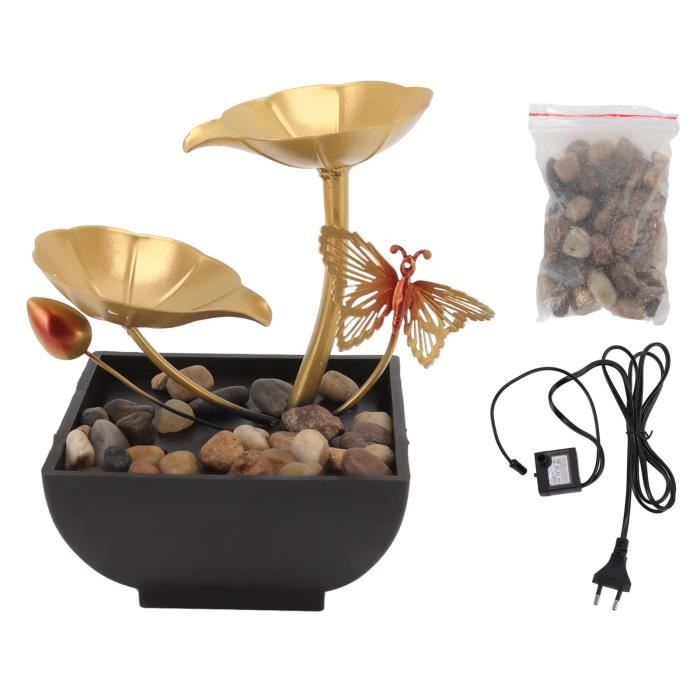 Fontaine De Bureau D'intérieur - LED - Cascade - Avec Changement De Couleur - Pour La Décoration De Bureau - Simulation Rocaille - Humidificateur D'air (UE 220 V