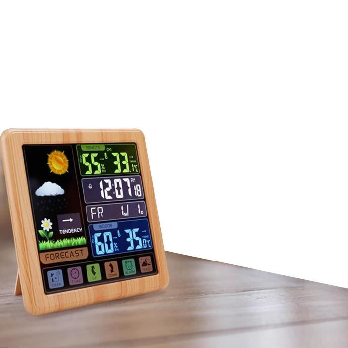Station météo horloge hygromètre thermomètre en bois vintage - Décoration Station météo horloge hygromètre thermomètre en bois vintage - Décoration