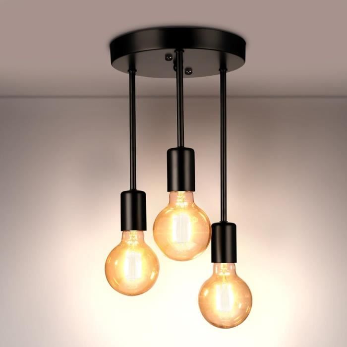 Suspension LED Vintage Hofstein – Bois Marron Et Verre Transparent – Lustre Moderne