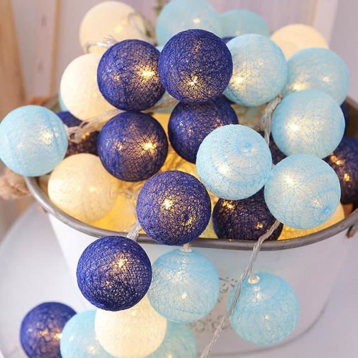 Guirlande Lumineuse LED Boules De Coton - 1,5 M, 10 LED, Vert Menthe - Décoration Chambre, Mariage, Noël - 9