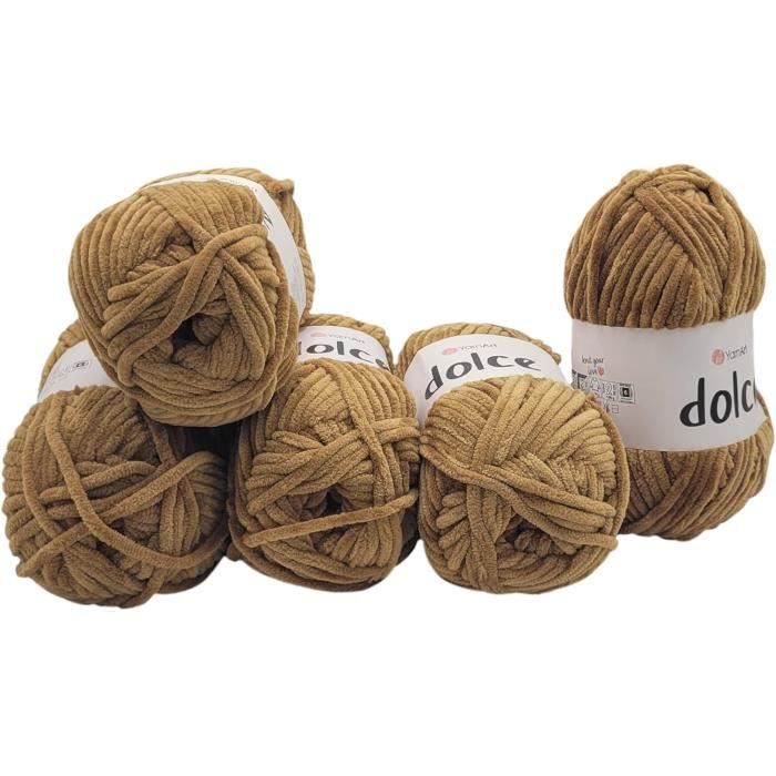 Lot De 5 Pelotes De Laine Noisette - 100g Chacune - Acrylique Et Coton - Pour Tricot/crochet