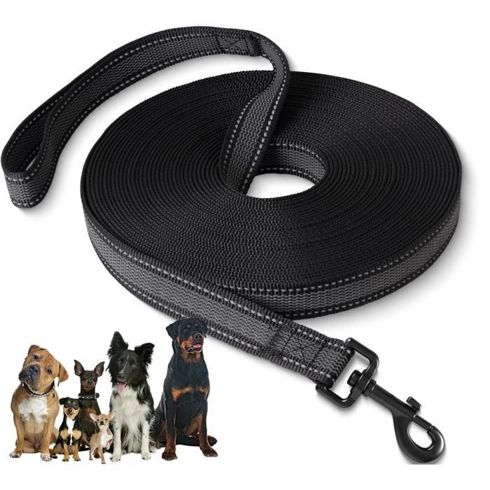 Comparer les prix de Longe pour Chien 10m avec Poignée, Laisse Chien 10m Antidérapante et Robuste pour Petits à Grands Chiens - Noir