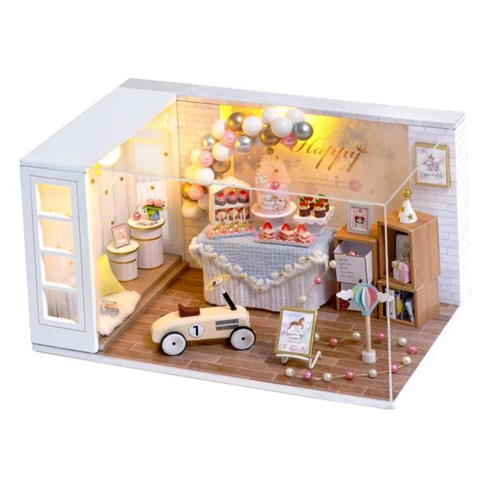 Transer Jouets Mini Meubles de Maison de Poupée,1:12 Chambre à Coucher scène Jouer Maison Jouet décoration Mini modèle Table de Chevet Blanc 