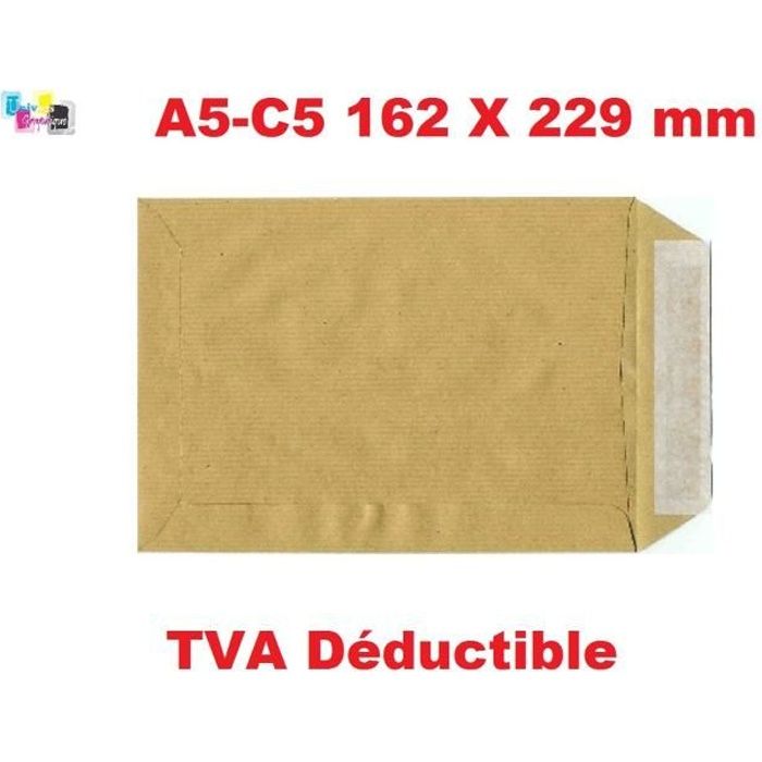 100 pochette A5, enveloppe A5 162 x 229 mm enveloppe Kraft 90g