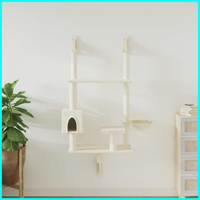 Comparer les prix de Arbre à chat mural avec griffoir crème 153 cm AF934 - Cyanshop - tout neuf