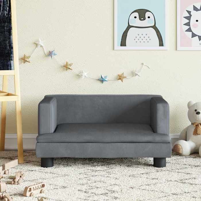 vidaXL Canapé pour enfants gris foncé 60x40x30 cm velours 3196319
