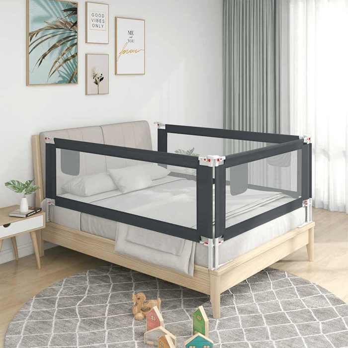 vidaXL Barrière de sécurité de lit denfant Gris foncé 190x25 cm Tissu 10232