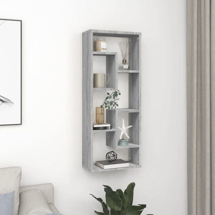 vidaXL Étagère murale Sonoma gris 36x16x90 cm Bois ingénierie 815847
