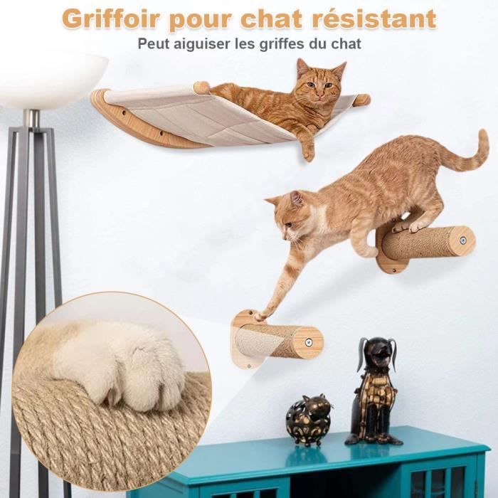 Meilleurs prix pour 3PCS Arbre à Chat Mural, Mur d'escalade en Sisal, Hamac Mural pour Chat, Stable et Grand, 53.5x46.5cm, Couchage Repos et grimper