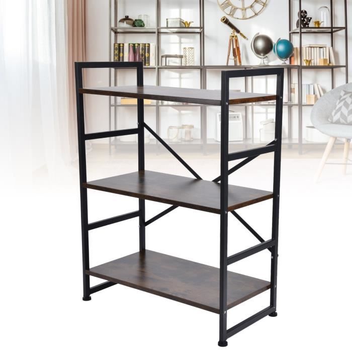 Bibliothèque 3 Niveaux Noir 34x31x80 Cm - Cube Rangement, étagère Sur Pied - Pour Salon, Bureau