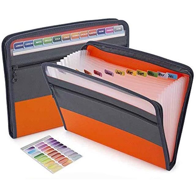Classeur A4 à Anneaux 3D Uquelic - Avec 10 Poches Plastique Extensibles - Organisateur Fichiers, Documents, Photos - Bleu