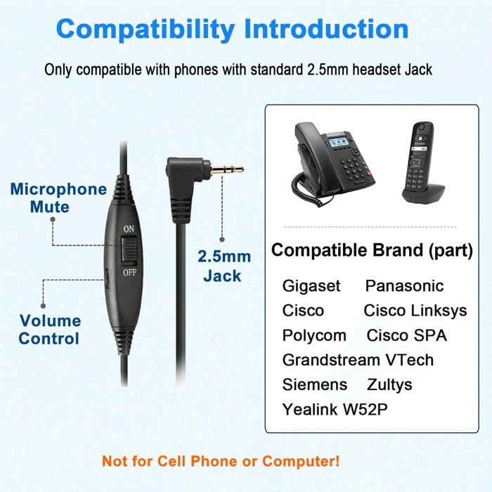 Casque Téléphone Fixe RJ9 avec Micro Anti-Bruit pour Cisco - Noir Casque Téléphone Fixe RJ9 avec Micro Anti-Bruit pour Cisco - Noir