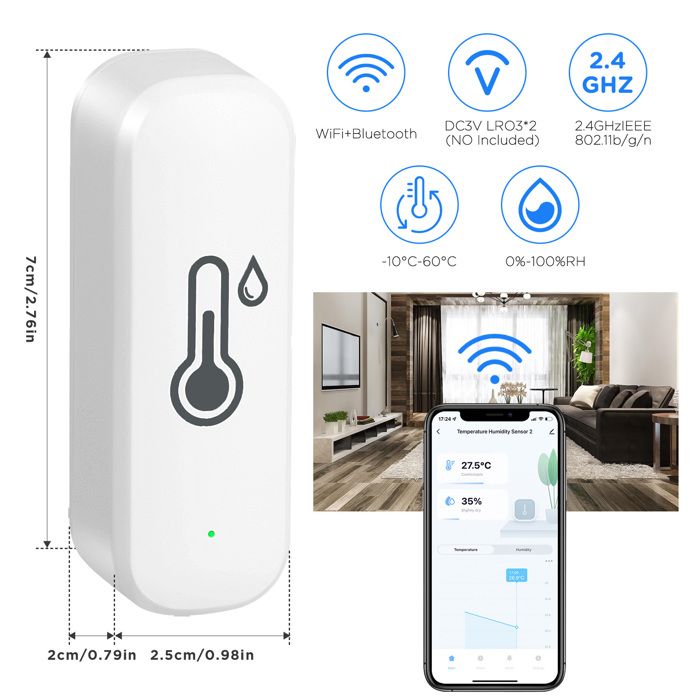 Lot De 4 Hygromètres WiFi Pour La Maison, Intérieur Et Extérieur - Capteur De Température Et D Temperature Et Dhumidite Sans Fil Avec Alerte Dapplication A Distance Fonctionne Avec Lapplication Tuya 90416999