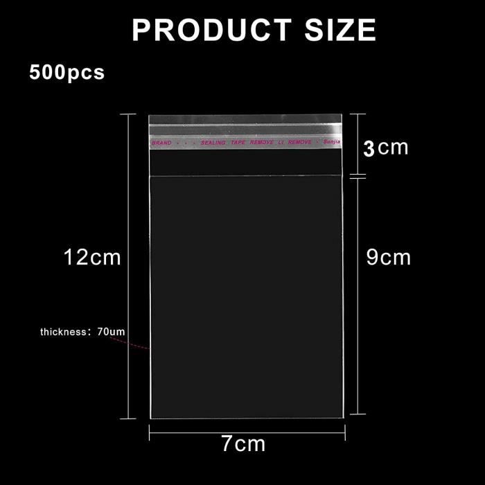 Lot de 200 sachets transparents longs en cellophane auto-scellants 5 x Lot de 200 sachets transparents longs en cellophane auto-scellants 5 x