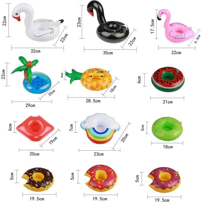 AIBAOBAO Lot De 5 Porte-Gobelets Gonflables Pour Piscine – Formes Palmier, Flamant, Licorne Et Donut – Support Boisson Flottant, Accessoire Plage Et Été