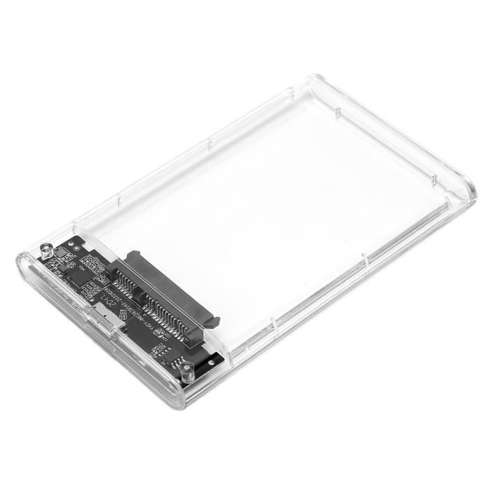 Fdit Boîte SSD transparente Boîtier SSD Transparent Port Série SATA 2,5 po  Boîte de Disque Dur Mobile Haute Vitesse USB 3.0