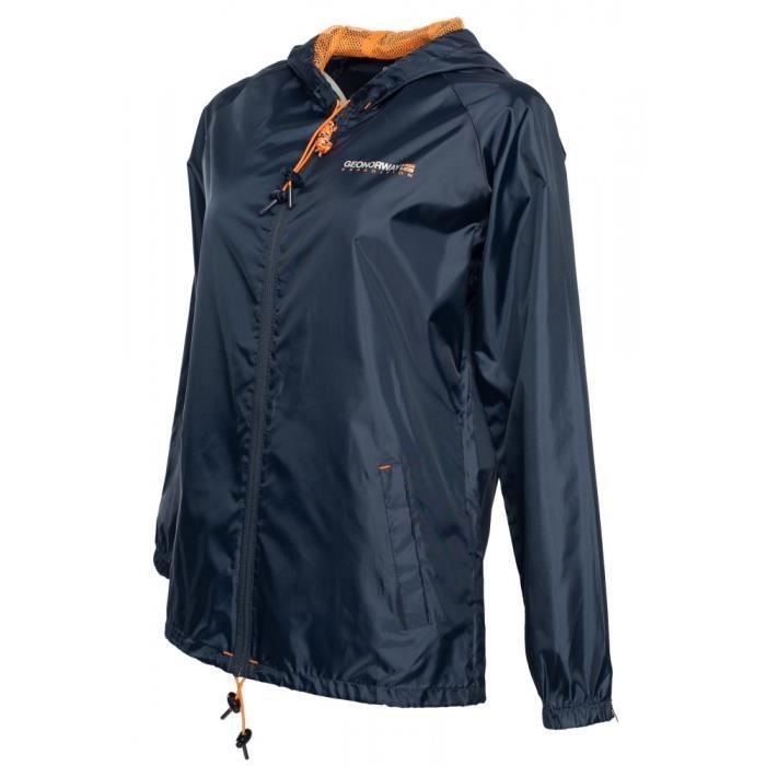 Anorak Femme Bleu GEOGRAPHICAL NORWAY BRETON Fermeture zippee 2 poches Bleu Cdiscount Pret a Porter