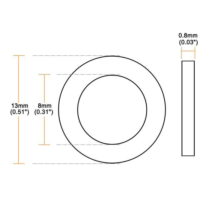 300 Rondelles Plates En Nylon Uxcell – M8, 13 Mm OD, 0,8 Mm épais, Transparentes, Lot Pratique