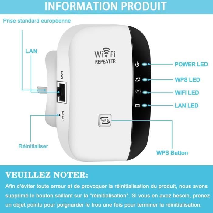 WE Répéteur WiFi, 300Mbps Amplificateur WiFi Extenseur sans Fil