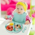 6 Pièces Set Repas pour Enfants, Anti-dérapant Assiette, Bol, Bavoir réglable, Tasse, uillère Fourchette,Compatible Lave-vaisselle-2