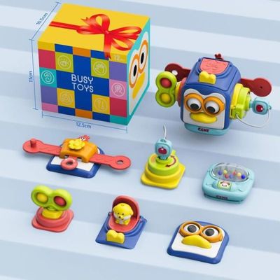 Cube D'Activité Montessori Bébé 6 En 1 - Jouet Éveil Sensoriel 6-12 Mois Garçon Fille