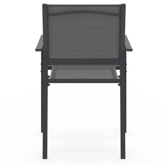 Lot De 6 Chaises Jardin Olbia Empilables – Métal & Textilène Gris Anthracite, Confortables, Modernes & Gain De Place
