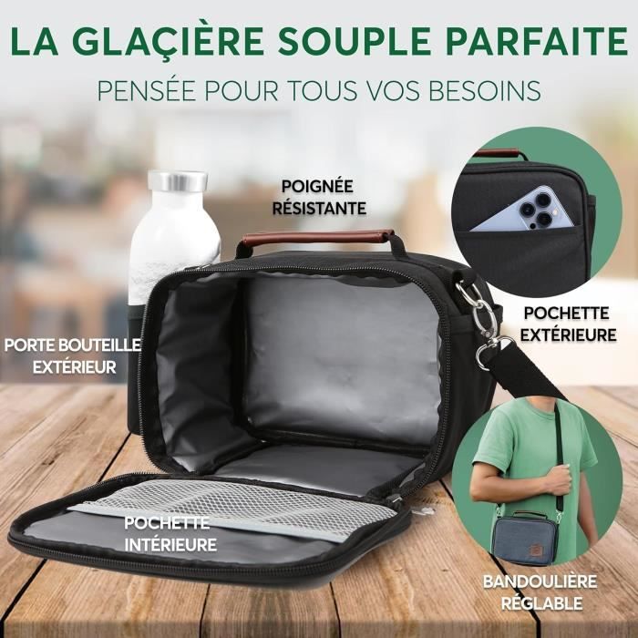 Sac Isotherme Repas 10L Pliable - Motif Fraise - Garde Le Chaud/froid 3-4h - Pour Pique-nique, Bureau, école
