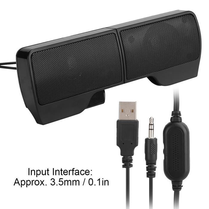 Barre De Son 2.0 Pour PC Et TV - Bluetooth 5.0 Et Câble AUX, Son Surround, Design Compact Noir