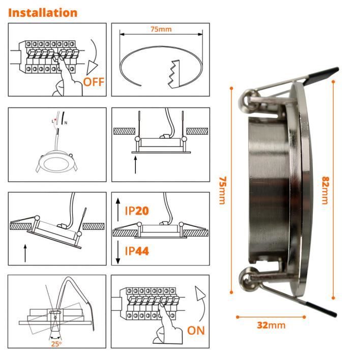 Pack 20 Spots LED Encastrables 20W - Blanc Neutre 4000K, Extra Plats Pour Salle De Bain Et Maison