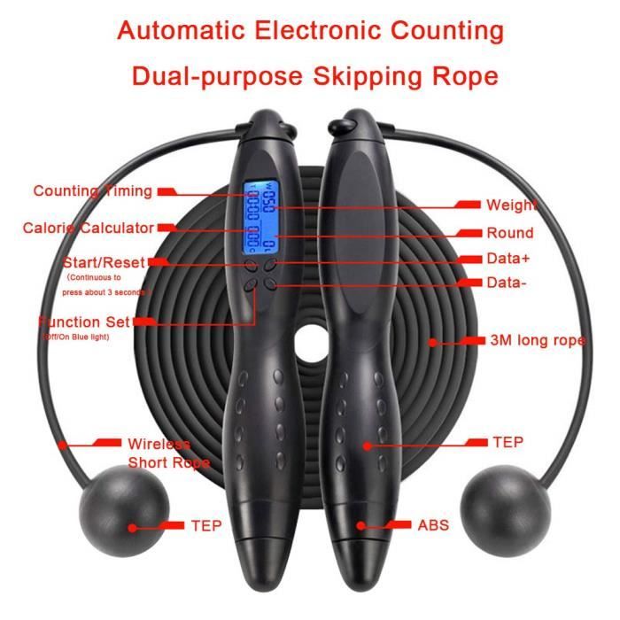Corde à Sauter - PRUMYA - Modèle Sans Fil - Compteur Intégré - Écran LCD - Matériaux Durables - Sport