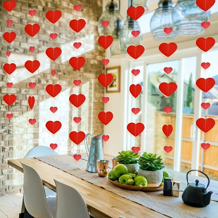 Décorations de guirlande de coeur pour la décoration de la Saint-Valentin -  Couleur rouge, rose, bannière de coeur pour la 1 PC - Cdiscount Maison