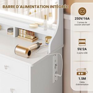 Coiffeuse Enfant Bella Atmosphera – Blanc, Dimensions 60.7x42x89.2 Cm, Avec Miroir Et Tabouret - 6