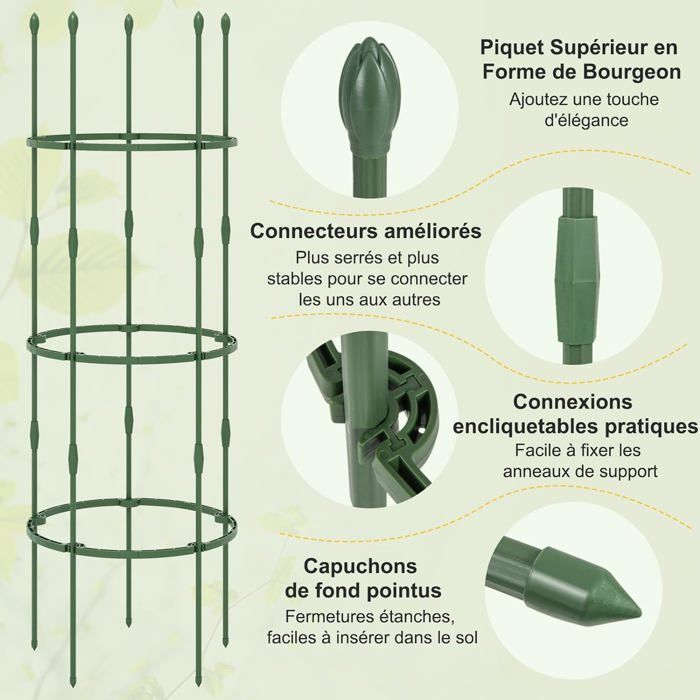 Paquet De 30 Piquets De Support Pour Plantes, Piquets Pour Plantes Piquets Pour Plantes Poteaux De Support Pour Plantes Avec Cage Annulaire De Support 48 Cm 18 9 In 98860972