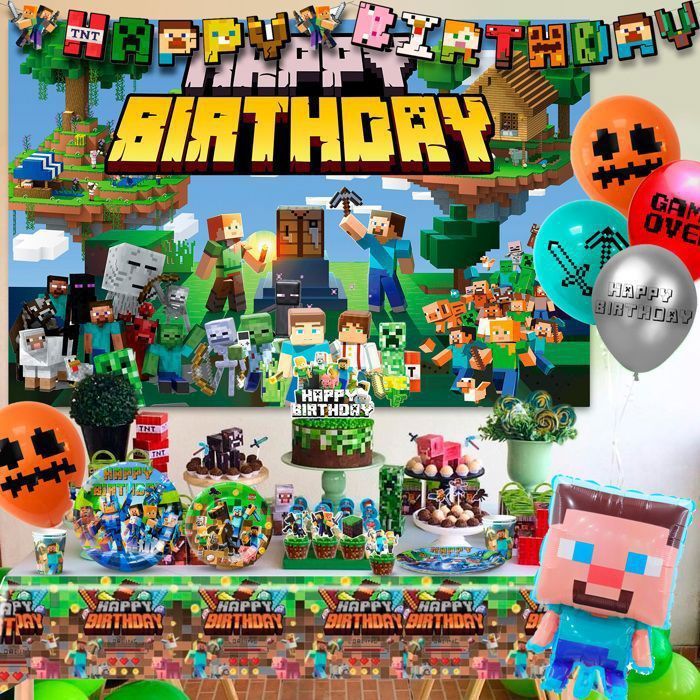 Bannière Joyeux Anniversaire Pixel - 2 Pièces Pré-perforées HAPPY Et BIRTHDAY - Décoration Fête Murale Ou Extérieure - Style Rétro Gaming