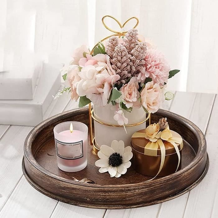 Plateau Rond En Bois D'Acacia - 30 Cm, Décoratif Pour Table Basse, Présentoir à Bougies Ou Apéritif